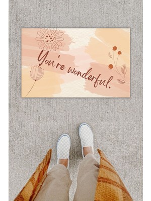 Dijital Baskı Dekoratif Çiçek Pudra Kapı Önü Paspası