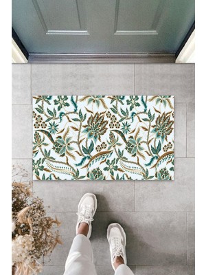 Dijital Baskı Yeşil Dış ve Iç Mekan Doğal Taş Desen Kapı Önü Paspası