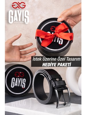 Gayış Özel Oval Kutulu Manda Derisi Erkek Kot Pantolon Kemeri Hediyelik Çeyizlik Kemer