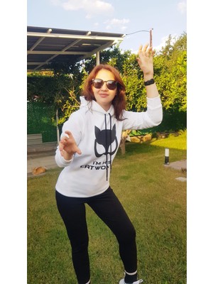 Magic Toys Beyaz Kalın Içi Polarlı Kapüşonlu Normal Kesim Desenli Örme  Sweatshirt