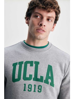 Ucla Baldwın Gri Bisiklet Yaka Baskılı Standard Erkek Sweatshirt