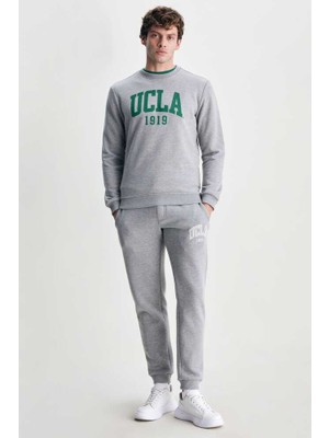 Ucla Baldwın Gri Bisiklet Yaka Baskılı Standard Erkek Sweatshirt