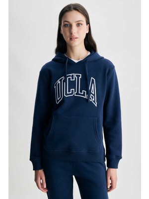 Ucla RILEY Lacivert Kapüşonlu Nakışlı Şardonlu Standard Fit Kadın Sweatshirt