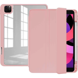 Apple iPad Pro 11 2021 3.nesil M1 Çipli Kılıf Yatay Standlı Uyku Modlu Kalem Bölmeli Arkası Şeffaf Pc Nort Kılıf (Model A2377,A2459/01)