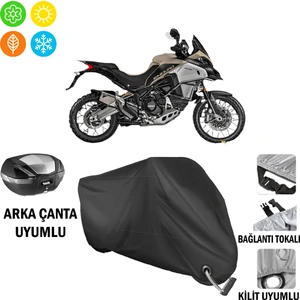 Ducati Multistrada 1200 Enduro Motosiklet Branda Arka Çanta, Tokalı ve Kilit Uyumlu Siyah