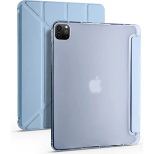 Apple iPad Pro 12.9 5.nesil 2021 M1 Çipli Kılıf Yatay ve Dikey Standlı Uyku Modlu Kalemlikli Trifold Arkası Soft Silikon Smart Kılıf (Model A2378,A2461,A2379)