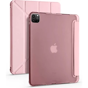 Apple iPad Pro 12.9 6.nesil 2022 M2 Çipli Kılıf Yatay ve Dikey Standlı Uyku Modlu Kalemlikli Trifold Arkası Soft Silikon Smart Kılıf (Model A2436,A2764/37)