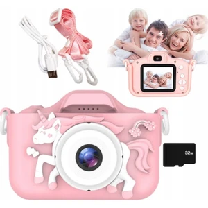 Çocuk Fotoğraf Makinesi 2inç  Kılıflı Hd Dijital Selfie Kamera + 32GB Hafıza Kartı