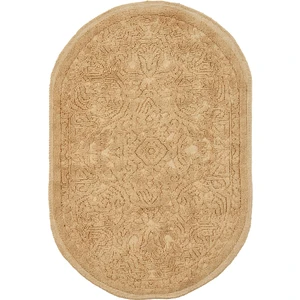 Karaca Home Vista Oval Paspas Ekru Renkli Pamuklu Desenli 90x60 cm Banyo Kullanımı İçin