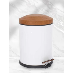 Ahşap Vintage Çöp Kovası Çizgili Beyaz 12 Lt