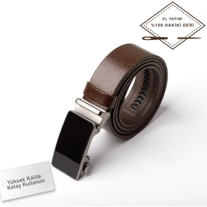 İsme Özel Otomatik Hakiki Deri Deliksiz Erkek Kemer
