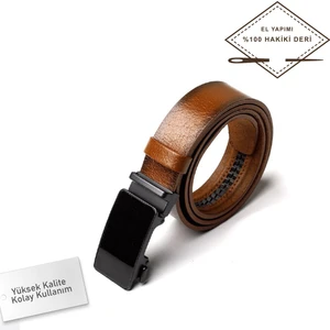 İsme Özel Otomatik Hakiki Deri Deliksiz Erkek Kemer