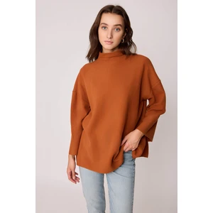 Düşük Kol Yakalı Yanlar Yırtmaçlı Örme Oversize Bluz