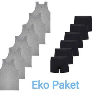 Erkek Çocuk Ikili Set Pamuklu Penye 6 Atlet 6 Boxer