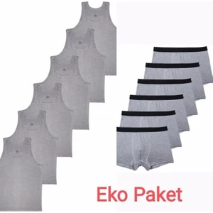 Erkek Çocuk Ikili Set Pamuklu Penye 6 Atlet 6 Boxer