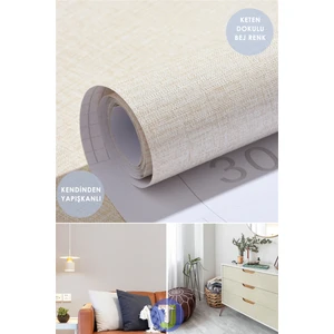 Kendinden Yapışkanlı Keten Görünümlü Mutfak Banyo Tezgah Duvar Dolap Masa Kaplama 60X500CM