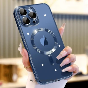 M.TK Moveteck Apple iPhone 15 Pro Kılıf Magsafe Wireless Şarj Destekli Parlak Titanium Renkli Kenarlı Arkası Şeffaf Case