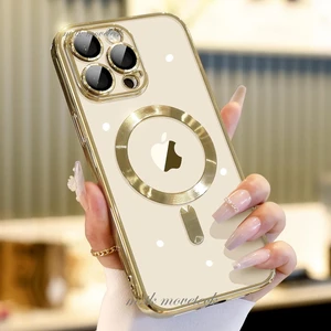 M.TK Moveteck Apple iPhone 15 Pro Kılıf Magsafe Wireless Şarj Destekli Parlak Titanium Renkli Kenarlı Arkası Şeffaf Case