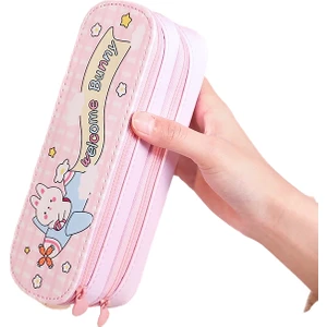 FastDeal Store Büyük Kapasiteli Okula Dönüş Çift Katmanlı Kalem Kutusu, Basit Kız Kalpli Kalem Çantası, Öğrenci Sevimli Kırtasiye Kalem Kutusu, Ödül Hediyesi, Ortaokul ve Ilkokul (Yurt Dışından)