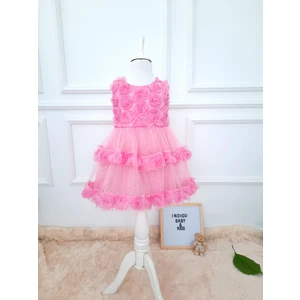 Çocuk Yolu Kids Çıçekli Kostüm Abiye Doğum Günü  Kız Çocuk Kabarık Tarla Tanlı  Elbise