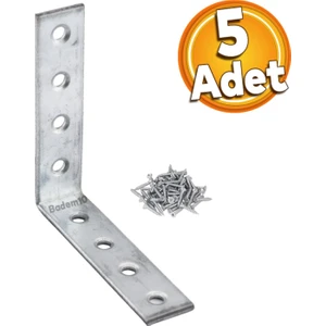 Mobilya Köşe Bağlantı Sabitleme L Demir Deprem Dolap Duvar Birleştirme Gönye 65X65X15 mm (5 Adet)