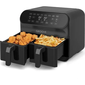 Max Plus Xxl 1800W (4lt+4lt) 8lt Çift Hazneli Smart Airfryer Air Fryer Yağsız Sıcak Hava Fritözü Siyah