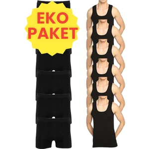 Eko Set 12'li Paket Erkek Iç Çamaşır Seti 6 Adet Atlet 6 Adet Boxer