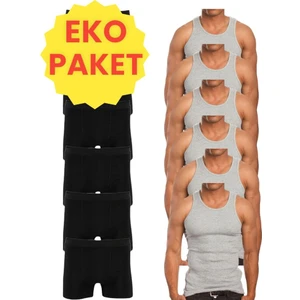 Mood Agenda Eko Set 12'li Paket Erkek Iç Çamaşır Seti 6 Adet Atlet 6 Adet