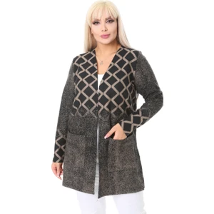 Butik Vizon Baklava Desen Kısa Büyük Beden Kadın Hırka
