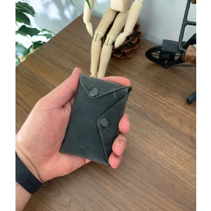 El Yapımı Hakiki & Gerçek Deri Dikişsiz Çift Bölmeli Minimal Kartlık Cüzdan (Crazy Deri)