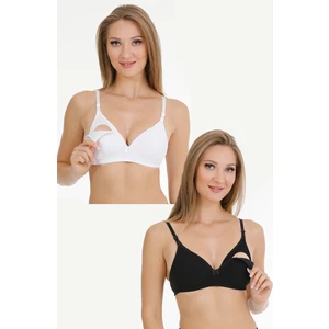 2li Modal Kaplı Emzirme Sütyeni Siyah-Beyaz