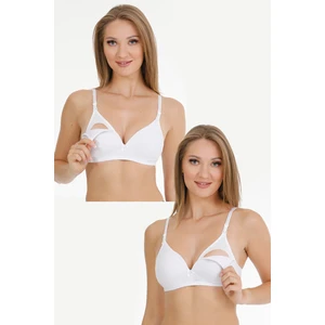 2li Modal Kaplı Emzirme Sütyeni Beyaz