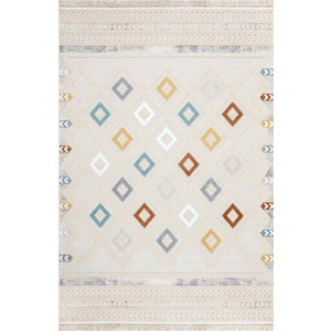 Leanan Çok Renkli Geometrik Polyester Makine Alan Halısı