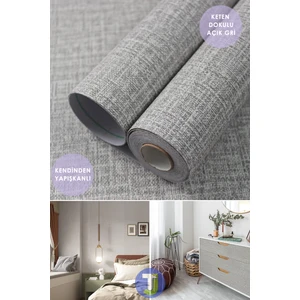 Kendinden Yapışkanlı Keten Açık Gri Mutfak Banyo Tezgah Duvar Dolap Masa Kaplama 60X300CM