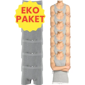 Eko Set 12'li Paket Erkek Iç Çamaşır Seti 6 Adet Atlet 6 Adet Boxer