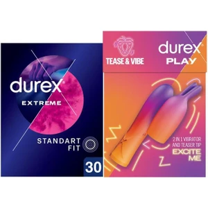 2'si 1 Arada Vibrator ve Uyarıcı Başlık + Durex Extreme Prezervatif 30LU