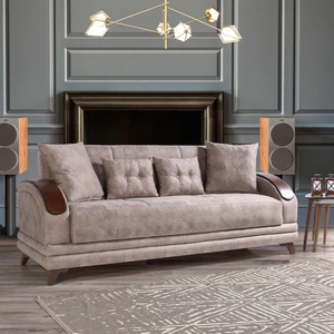 Asos Çekyatlı Krem Üçlü Kanepe Çekyat