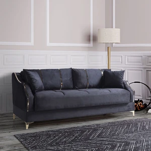 Almoda Çekyatlı Lacivert Üçlü Kanepe Çekyat