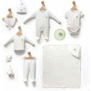 Kiddy Turtles KiddyTurtles %100 Organik Pamuk Yenidoğan 0-3 Ay 9 Parça Kız Erkek Bebek Hastane Çıkış Seti