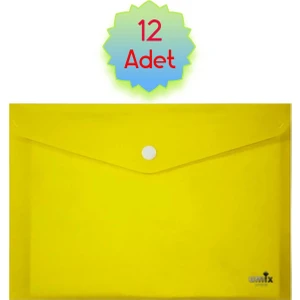 Çıtçıtlı A4 Zarf Dosya Neon Sarı 12 Adet