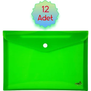Çıtçıtlı A4 Zarf Dosya Neon Yeşil 12 Adet