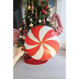 Yılbaşı Kırmızı Gold Yuvarlak Folyo Balon 35 cm Parti Süsleme 