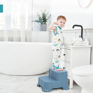 Meleni Baby Kaydırmaz Çocuk Taburesi - Çift Basamaklı Banyo Lavabo Merdiven Yükseltici Bebek Basamağı Mavi