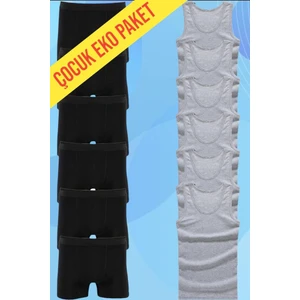 Eko Set 12'li Paket Erkek Çocuk Çamaşır Seti 6 Adet Atlet 6 Adet Boxer