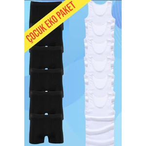 Eko Set 12'li Paket Erkek Çocuk Çamaşır Seti 6 Adet Atlet 6 Adet Boxer