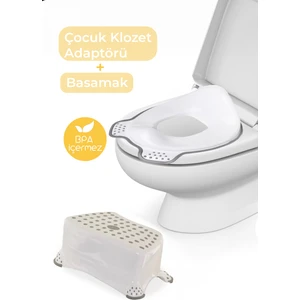 Meleni Baby 2'li Çocuk Tuvalet Alıştırma Seti - Klozet Adaptörü - Çocuk Banyo Lavabo Basamağı Kaydırmaz Tabure