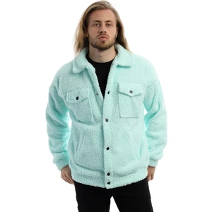 Polo State Erkek Oversize Çıt Çıt Kapamalı Cepli Mint Peluş Ceket