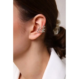 Gümüş Kaplama Kelebekli Sıkıştırılabilir Earcuff Küpe