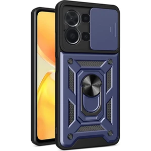 Vivo Y36 Kılıf Sert Silikon Tank Aramid Sürgülü Vega Yüzüklü Lacivert