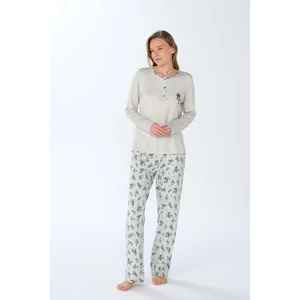 Kadın Uzun Kol Mavi Pijama Takımı C4T9N3O7